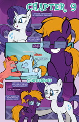 Size: 1920x2948 | Tagged: safe, artist:alexdti, rarity, oc, oc:aqua lux, oc:purple creativity, oc:warm focus, angel, devil, pony, comic:quest for friendship retold, g4, glasses, shoulder angel, shoulder devil