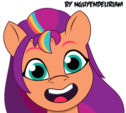 Size: 6226x5592 | Tagged: safe, artist:nguyendeliriam, sunny starscout, earth pony, g5, my little pony: tell your tale, happy, looking at something, looking at you, simple background, transparent background