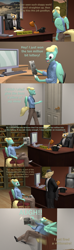 Size: 1920x6480 | Tagged: safe, artist:papadragon69, filthy rich, zephyr breeze, earth pony, pegasus, anthro, g4, 3d, comic, computer, desk, firing, lottery, old master q, parody, reference, rich, source filmmaker