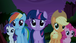 Size: 1920x1080 | Tagged: safe, screencap, applejack, pinkie pie, rainbow dash, rarity, twilight sparkle, g4, 1080p, smiling