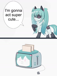 Size: 1271x1707 | Tagged: safe, artist:tanatos, pony, robot, robot pony, 2 panel comic, comic, hatsune miku, meme, toaster, transformation, vocaloid