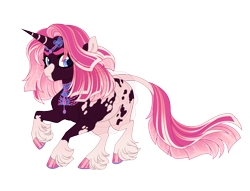 Size: 4219x3227 | Tagged: safe, artist:gigason, oc, oc:dark raspberry, pony, unicorn, female, horn, magical lesbian spawn, mare, offspring, parents:canon x oc, simple background, solo, transparent background