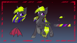 Size: 3936x2203 | Tagged: safe, artist:rokufuro, oc, oc only, bat pony, pony, chest fluff, fangs, female, mare, reference sheet, solo