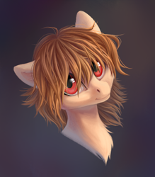 Size: 1686x1922 | Tagged: safe, artist:rokufuro, oc, oc only, pony, bust, chest fluff, gradient background, portrait, solo