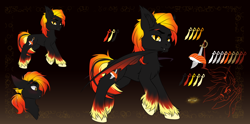 Size: 4436x2203 | Tagged: safe, artist:rokufuro, oc, oc only, bat pony, pony, ear fluff, male, reference sheet, slit pupils, solo, stallion, unshorn fetlocks