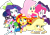 Size: 1638x1152 | Tagged: safe, edit, edited screencap, editor:pascalmulokozi2, screencap, applejack, fluttershy, pinkie pie, rainbow dash, rarity, sci-twi, sunset shimmer, twilight sparkle, human, epic fails, equestria girls, g4, my little pony equestria girls: summertime shorts, background removed, happy, humane five, humane seven, humane six, laughing, not a vector, simple background, transparent background