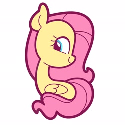 Size: 2048x2048 | Tagged: safe, artist:pilesofmiless, fluttershy, pegasus, pony, g4, blue eyes, female, looking sideways, pink mane, simple background, smiling, solo, solo female, sticker, wings, yellow coat