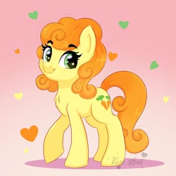 Size: 2048x2048 | Tagged: safe, artist:kuro, carrot top, golden harvest, earth pony, pony, g4, blushing, cheek fluff, chest fluff, eyebrows, eyebrows visible through hair, female, heart, mare, solo, starry eyes, wingding eyes