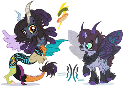 Size: 3072x2160 | Tagged: safe, artist:chickenpicnic, oc, oc only, draconequus, moth, mothpony, original species, unicorn, horn