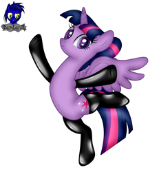 Size: 3840x4154 | Tagged: safe, artist:damlanil, twilight sparkle, alicorn, pony, g4, alternate hairstyle, belly, belly button, bipedal, clothes, cute, female, horn, looking at you, mare, raised hoof, show accurate, simple background, solo, spread wings, standing, standing on one leg, stretching, transparent background, twiabetes, twilight sparkle (alicorn), vector, wings