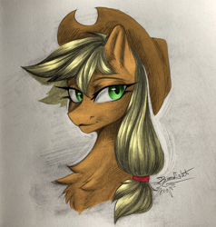 Size: 2856x2994 | Tagged: safe, artist:jsunlight, applejack, earth pony, pony, g4, solo, traditional art