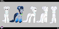 Size: 4286x2092 | Tagged: safe, lil critter workshop, zinnea, earth pony, pony, g5, my little pony: tell your tale, official, the petal gala, leak, concept art, female, limited palette, mare, reference sheet, solo, turnaround