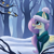 Size: 1500x1500 | Tagged: safe, artist:maravor, fluttershy, bird, pony, g4, clothes, scarf, snow, solo, tree