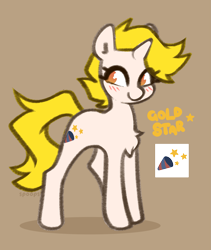 Size: 2431x2875 | Tagged: safe, artist:itsspoops, oc, oc only, oc:gold star, pony, unicorn, cute, female, horn, mare, solo, updated design