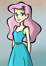 Size: 700x1000 | Tagged: safe, artist:lunascastle, fluttershy, human, equestria girls, g4, clothes, dress, female, solo