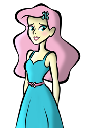 Size: 700x1000 | Tagged: safe, artist:lunascastle, fluttershy, human, equestria girls, g4, clothes, dress, female, simple background, solo, transparent background