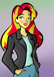 Size: 700x1000 | Tagged: safe, artist:lunascastle, sunset shimmer, human, equestria girls, g4, clothes, female, jacket, solo