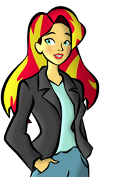 Size: 700x1000 | Tagged: safe, artist:lunascastle, sunset shimmer, human, equestria girls, g4, clothes, female, jacket, simple background, solo, transparent background