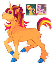 Size: 1415x1751 | Tagged: safe, artist:cactiflowers, princess cadance, sunset shimmer, oc, oc:flaming hearts, pony, unicorn, g4, horn, magical lesbian spawn, offspring, parent:princess cadance, parent:sunset shimmer, parents:sunsetdance, simple background, white background