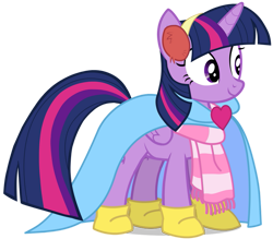 Size: 749x655 | Tagged: safe, artist:zslnews, twilight sparkle, alicorn, pony, g4, boots, cape, clothes, cute, earmuffs, scarf, shoes, simple background, solo, transparent background, twiabetes, twilight sparkle (alicorn), vector, winter outfit