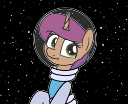 Size: 2048x1674 | Tagged: safe, artist:ewoudcponies, oc, oc only, oc:jazzy saddles, pony, unicorn, bust, female, horn, mare, solo, space, spacesuit