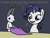 Size: 2048x1554 | Tagged: safe, artist:ewoudcponies, rarity, pony, rabbit, g4, animal, dialogue, duo, fabric, female, glowing, glowing horn, horn, levitation, magic, mare, open mouth, open smile, outline, sewing needle, smiling, spool, telekinesis, thread, white outline