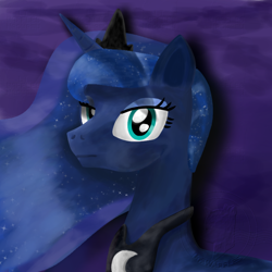 Size: 768x768 | Tagged: safe, artist:neowemu, princess luna, alicorn, pony, g4, crown, female, jewelry, looking at you, mare, necklace, regalia, simple background, solo, solo female