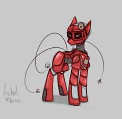 Size: 2630x2566 | Tagged: safe, artist:ashel_aras, earth pony, pony, robot, robot pony, atomic heart, clothes, female, mare, ponified, rule 85, sketch, socks, solo, thigh highs