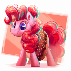 Size: 3000x3000 | Tagged: safe, artist:candy meow, pinkie pie, earth pony, pony, g4, abstract background, cheek fluff, chest fluff, donut, ear fluff, female, food, leg fluff, looking at you, mare, smiling, smiling at you, solo, sprinkles