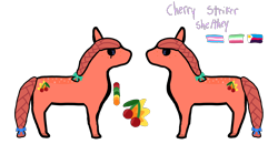 Size: 4200x2176 | Tagged: safe, artist:apple, oc, oc only, oc:cherry striker, earth pony, pony, abrosexual pride flag, both cutie marks, bow, braid, braided tail, coat markings, color palette, colored hooves, dark sclera, dorsal stripe, ear, earth pony oc, eye scar, facial scar, freckles, full body, hair bow, hooves, mane, polyamory pride flag, ponified, pride, pride flag, rain world, reference sheet, scar, side view, simple background, solo, tail, tail bow, transgender pride flag, transparent background