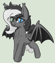 Size: 925x1049 | Tagged: safe, artist:harmonicglow, oc, oc only, oc:amaya, bat pony, pony, bat pony oc, bat wings, chest fluff, female, heterochromia, mare, solo, wings