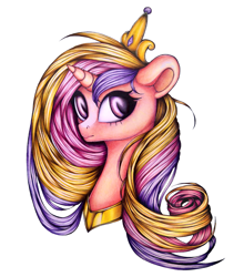 Size: 2200x2500 | Tagged: safe, artist:evildraw, princess cadance, alicorn, pony, g4, crown, female, hair bow, horn, jewelry, regalia, traditional art