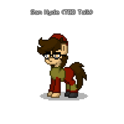 Size: 400x400 | Tagged: safe, earth pony, pony, pony town, armor, clothes, glasses, hat, male, meme, sam hyde, solo, solo male