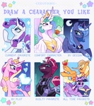 Size: 1767x1994 | Tagged: safe, artist:rotten_hyena, applejack, princess cadance, princess celestia, princess luna, rarity, tempest shadow, twilight sparkle, pony, g4, angry, book, female, looking up, mare, simple background, slender, template, thin