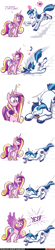 Size: 2894x13113 | Tagged: safe, artist:lummh, artist:pfeffaroo, princess cadance, shining armor, alicorn, pony, unicorn, comic:the princess of love, g4, absurd resolution, comic, duo, duo male and female, engagement ring, female, horn, horn ring, male, mare, marriage proposal, open mouth, open smile, ring, ring box, ship:shiningcadance, shipping, simple background, smiling, spread wings, stallion, straight, tripping, white background, wings