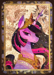 Size: 2500x3500 | Tagged: safe, artist:凜末華, part of a set, twilight sparkle, alicorn, pony, g4, bust, crown, female, high res, jewelry, looking at you, mare, masking tape, older, older twilight, older twilight sparkle (alicorn), regalia, solo, traditional art, twilight sparkle (alicorn)