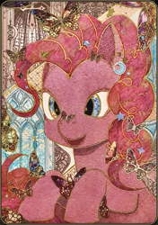 Size: 731x1036 | Tagged: safe, artist:凜末華, part of a set, pinkie pie, butterfly, earth pony, pony, g4, bust, butterfly on nose, female, insect on nose, mare, masking tape, open mouth, smiling, solo, traditional art