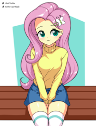 Size: 1260x1647 | Tagged: safe, artist:twilite-sparkleplz, fluttershy, equestria girls, g4, clothes, sitting, solo