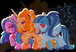 Size: 1600x1100 | Tagged: safe, adagio dazzle, aria blaze, sonata dusk, earth pony, pegasus, unicorn, equestria girls, g4, my little pony equestria girls: rainbow rocks, horn, lesbian pride flag, piercing, pride, pride flag, the dazzlings