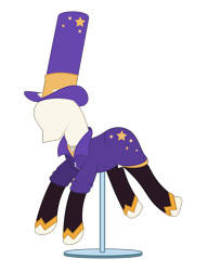 Size: 1985x2582 | Tagged: safe, pony, ai interpretation, clothes, doug dimmadome, floating, hat, jewelry, leggings, mannequin, necklace, outfit, solo, stand, stars, top hat, vector