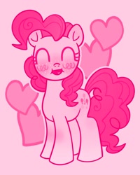 Size: 1440x1800 | Tagged: safe, artist:ivydapple, pinkie pie, earth pony, pony, g4, blushing, eyes closed, freckles, heart, looking at you, open mouth, simple background, smiling, smiling at you