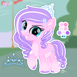 Size: 2000x2000 | Tagged: safe, artist:lovinglypromise, diamond tiara, pony, g4, alternate design, alternate hairstyle, alternate universe, looking at you, new dawn of harmony, raised hoof, redesign, smiling, smiling at you, solo, standing on three hooves