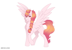 Size: 4093x2894 | Tagged: oc name needed, safe, artist:jjsh, oc, oc only, pegasus, pony, chest fluff, chin fluff, ear fluff, fluffy, high res, looking at you, male, raised hoof, simple shading, solo, spread wings, stallion, wings