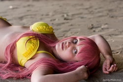 Size: 1024x683 | Tagged: safe, artist:quinnthecat, fluttershy, human, g4, bikini, clothes, cosplay, costume, irl, irl human, photo, solo, swimsuit