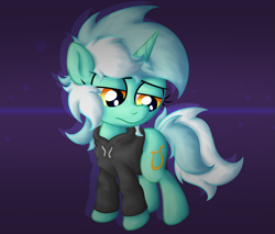 Size: 2197x1870 | Tagged: safe, artist:background basset, lyra heartstrings, pony, unicorn, g4, abstract background, clothes, depressed, dig the swell hoodie, hoodie, horn, sad, solo