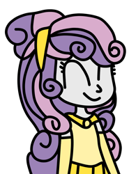 Size: 740x1000 | Tagged: safe, artist:jadeharmony, sweetie belle, human, equestria girls, g4, ^^, alternate hairstyle, beauty and the beast, belle, clothes, cute, cute smile, diasweetes, dress, evening gloves, eyes closed, female, gloves, gown, hairband, long gloves, namesake, pun, smiling, solo, visual pun