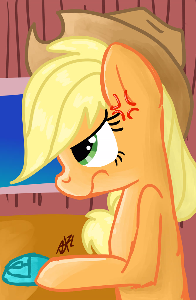 #3554777 - safe, artist:applejack, applejack, human, anthro, g4, angry ...