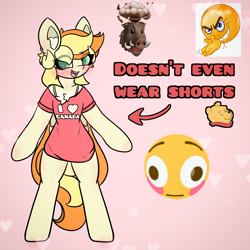 Size: 1920x1920 | Tagged: safe, artist:sodapop sprays, oc, oc only, oc:sodapop sprays, pegasus, pony, blushing, clothes, eye clipping through hair, full of pilk, i love canada, meme, shirt, shitposting, solo