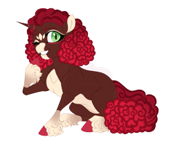 Size: 3943x3307 | Tagged: safe, artist:gigason, oc, oc only, oc:rose bud, pony, unicorn, g4, adoptable, adult blank flank, big eyes, blank flank, brown coat, coat markings, colored, colored belly, colored eyebrows, colored hooves, colored pinnae, colored pupils, cream belly, curly mane, curly tail, eye markings, eyelashes, facial markings, female, female oc, fetlock tuft, flat colors, gradient legs, gradient mane, gradient tail, green eyes, green pupils, high res, hoof over mouth, hooves, horn, magical lesbian spawn, mare, mare oc, obtrusive watermark, offspring, one eye closed, pale belly, parent:oc:barcarolle rose, parent:roseluck, parents:canon x oc, plant mane, plant tail, red hooves, red mane, red tail, simple background, sitting, snip (coat marking), solo, star (coat marking), striped horn, tail, three quarter view, transparent background, unicorn horn, unicorn oc, watermark, wink