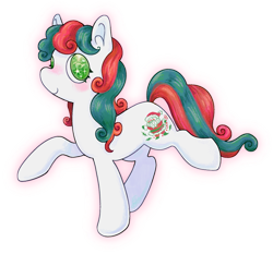 Size: 1811x1687 | Tagged: safe, artist:ratkid-kelp, merry treat, earth pony, pony, g1, aside glance, closed mouth, curly mane, curly tail, ear fluff, female, full body, green eyes, green mane, green tail, looking at you, mare, outline, red mane, red tail, requested art, santa claus, simple background, smiling, smiling at you, solo, sparkles, sparkly eyes, tail, three quarter view, transparent background, two toned mane, two toned tail, walking, white coat, wingding eyes